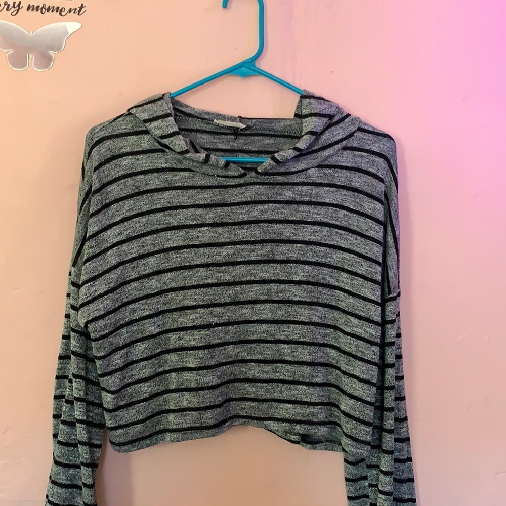 cropped striped hoodie